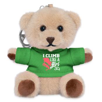 I Climb Like A Girl Saying Design - Teddy Keyring - green - Front