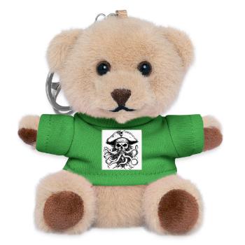 Pirate skull and octopus ink - Teddy Keyring - green - Front