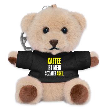 Kaffee ist mein sozialer Akku - Teddy Schlüsselanhänger - Schwarz - Vorne