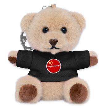 Red Circle China with Stars - Teddy Keyring - black - Front