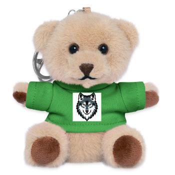 Emblème graphique du loup - Porte-clés ourson - vert - Devant