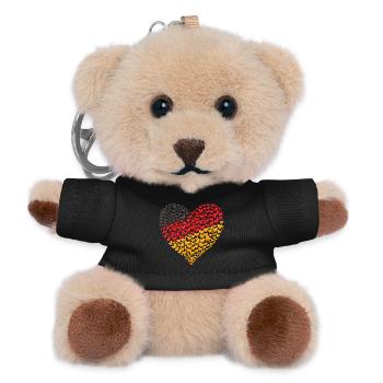 Herzmosaik der deutschen Flagge - Teddy Schlüsselanhänger - Schwarz - Vorne