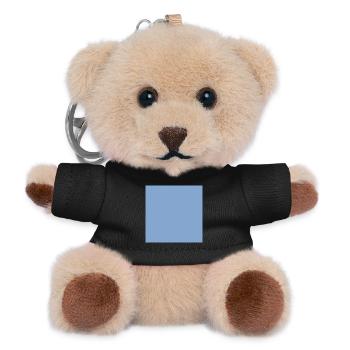 Modèle de texture de fond bleu Personnaliser - Porte-clés ourson - noir - Devant