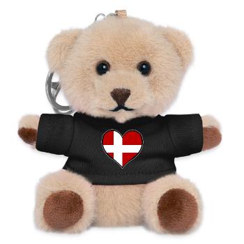 Denmark Heart Flag - Teddy Keyring - black - Front
