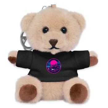 Retro 90er JDM Coupé Rainy Neon Cyber City Emblem - Teddy Schlüsselanhänger - Schwarz - Vorne