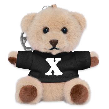 Großes X Stil-Print | Buchstabe X | X Logo - Teddy Schlüsselanhänger - Schwarz - Vorne