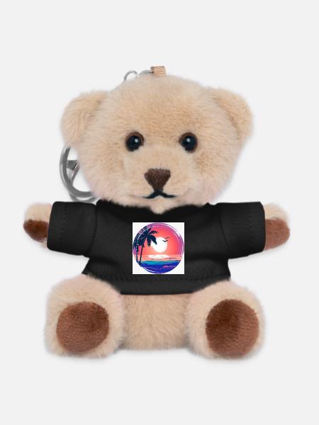Sunset Palm Circle Ocean Glow - Teddy Keyring - black