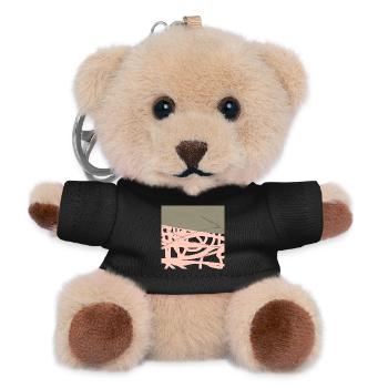 Rosé Netz auf Olivgrund - Teddy Schlüsselanhänger - Schwarz - Vorne