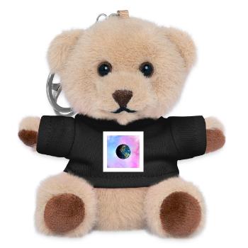 Erde in Pastellgalaxie - Teddy Schlüsselanhänger - Schwarz - Vorne