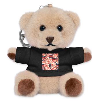 Kawaii-Füchse und Japanische Laternen - Teddy Schlüsselanhänger - Schwarz - Vorne