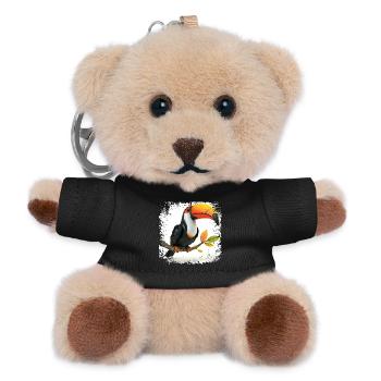 Farbenfroherr Toucan am Ast - Teddy Schlüsselanhänger - Schwarz - Vorne