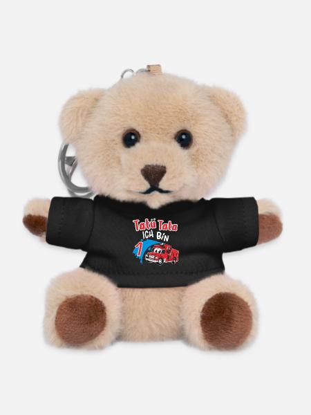 Tatü Tata Ich Bin 1.. Feuerwehr Geburtstag - Teddy Schlüsselanhänger - Schwarz