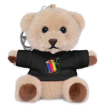 luminous sewing thread in rainbow colors with needle - Teddy Keyring - black - Front