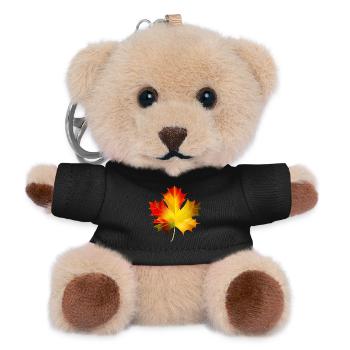 wunderschön leuchtendes herbstliches Ahornblatt - Teddy Schlüsselanhänger - Schwarz - Vorne