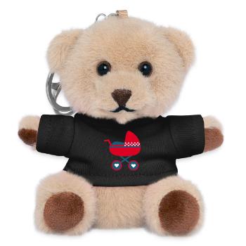 Geburt Baby 2025 Geschenk Geschenkidee - Teddy Schlüsselanhänger - Schwarz - Vorne