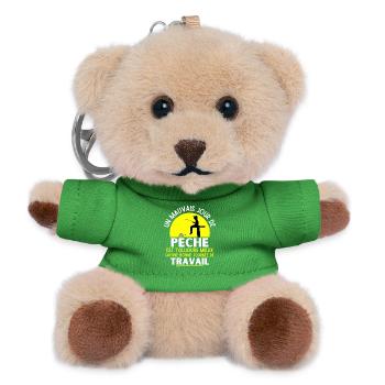 pêche, pêcheur, fan de pêche - Porte-clés ourson - vert - Devant