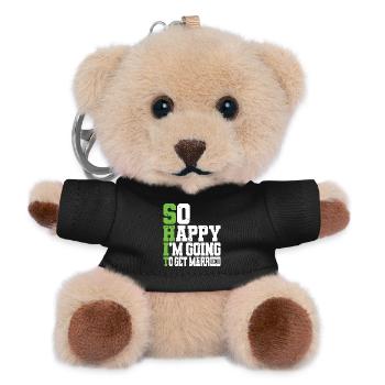 Funny Bachelor Party Engagement Wedding Married - Teddy Keyring - black - Front