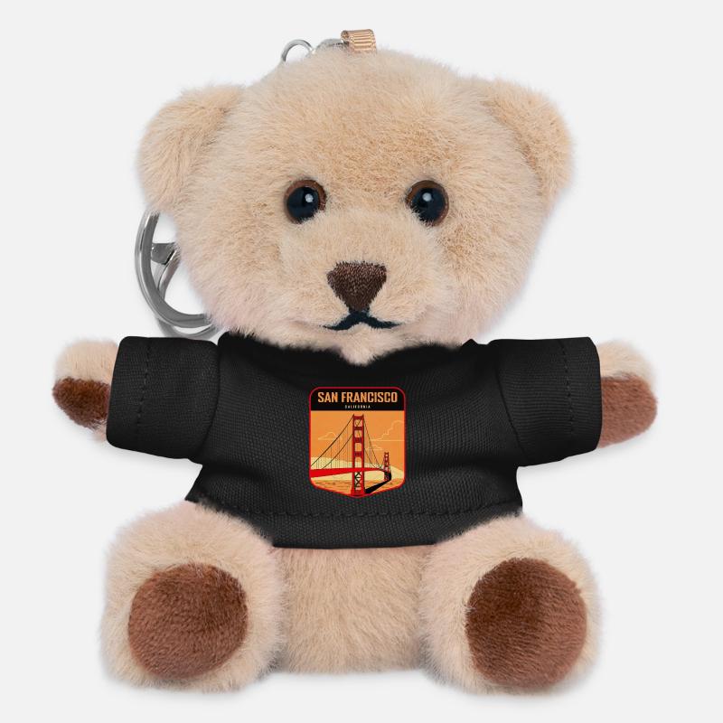 Badge rétro Golden Gate San Francisco - Porte-clés ourson - noir