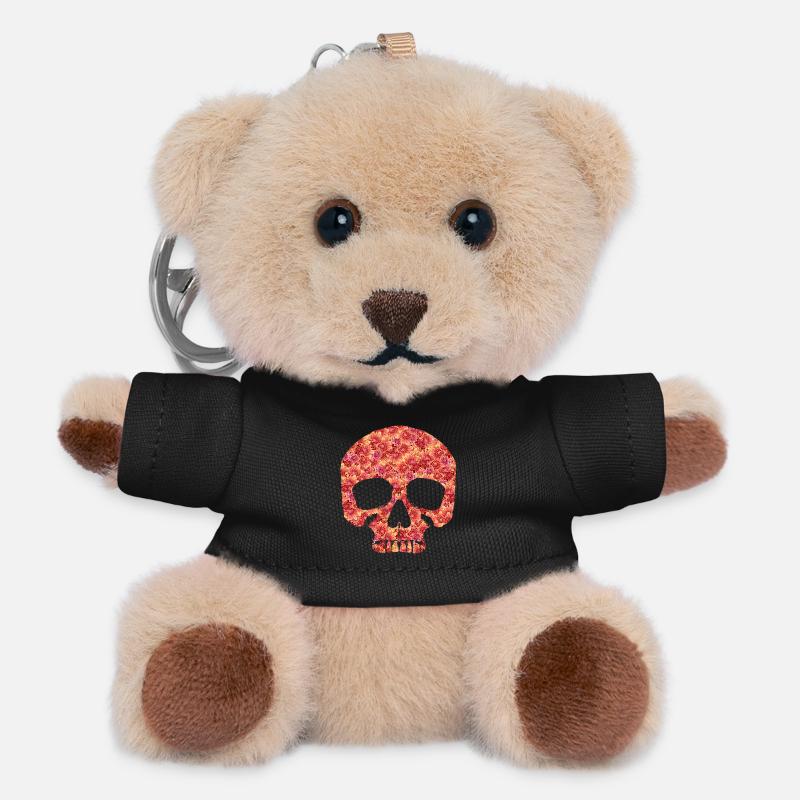 Skull with flowers - Teddy Keyring - black