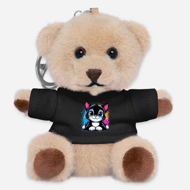 Katze - Teddy Schlüsselanhänger - Schwarz