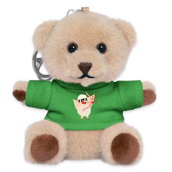 Cuddly Love Sheep with Bow - Teddy Keyring - green - Front