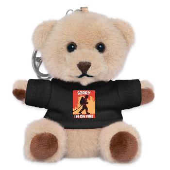 Feuerwehrmann in Brand - Teddy Schlüsselanhänger - Schwarz - Vorne