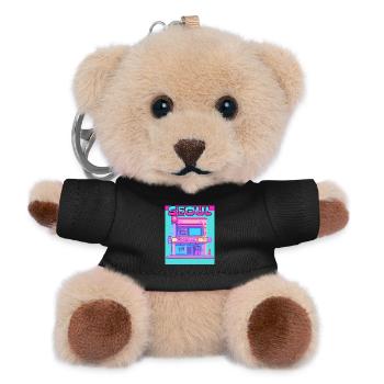 Neon Seoul Arcade Facade - Teddy Keyring - black - Front