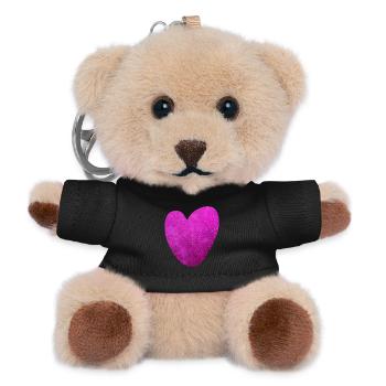 Heart Pink Wedding Love Texture Couple Love Fan - Teddy Keyring - black - Front
