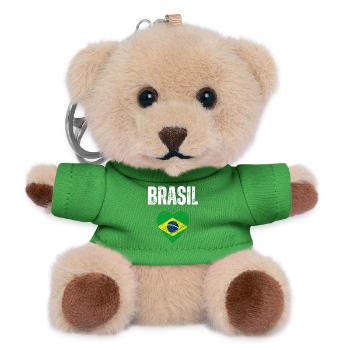 J’aime le Brésil, drapeau du Brésil - Porte-clés ourson - vert - Devant