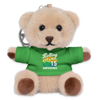 Retro Bowling 15th Birthday Celebration - Teddy Keyring - green - Front