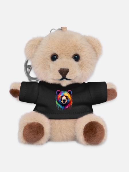 Bear in rainbow colors - Teddy Keyring - black