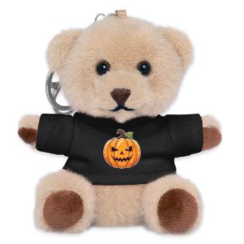 Tête de citrouille effrayante Halloween - Porte-clés ourson - noir - Devant
