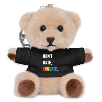 Dont Hate Educate Regenbogen Schrift - Teddy Schlüsselanhänger - Schwarz - Vorne