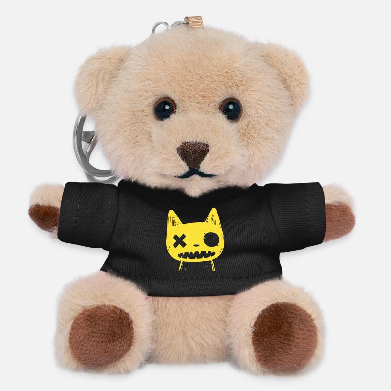 Petits Monstres : Chat Jaune Effrayant - Porte-clés ourson - noir