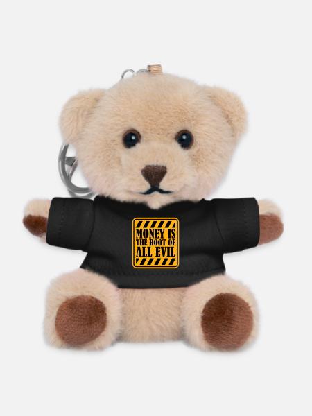 Money Root Evil Capitalism Greed Finance Rich - Teddy Keyring - black
