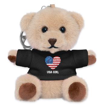 USA Girl Soccer Football Vereinigte Staaten - Teddy Schlüsselanhänger - Schwarz - Vorne