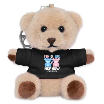 Pink Oder Blau Neffe Liebt Dich - Teddy Schlüsselanhänger - Schwarz - Vorne