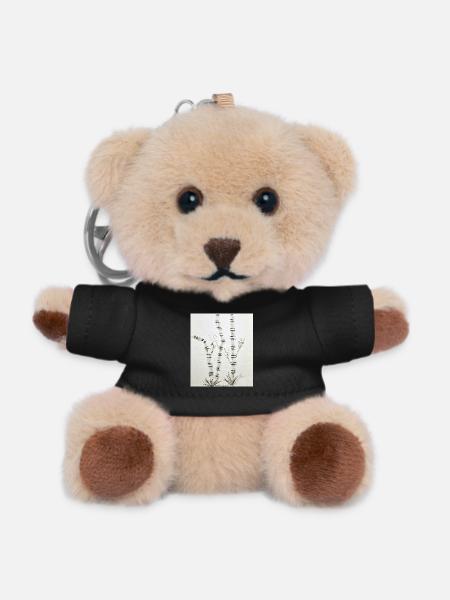 Bamboo Drawing in Ink Style - Teddy Keyring - black