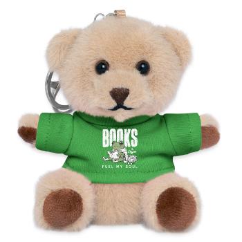 Bücherfrosch & Kaffee Bücherwurm Leseratte Buch - Teddy Schlüsselanhänger - Grün - Vorne