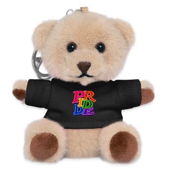 Pride LGBTQ Neon Schrift Bunter Regenbogen CSD - Teddy Schlüsselanhänger - Schwarz - Vorne