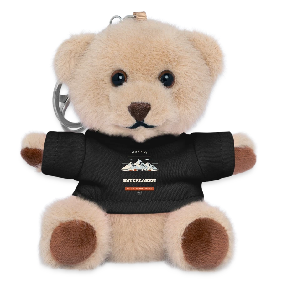 Interlaken badge on a teddy keyring, black