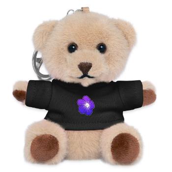 Illustration de fleur violette avec centre lumineux - Porte-clés ourson - noir - Devant