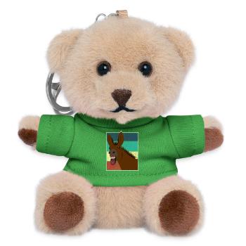 Mule Mule Donkey Horse Vintage Gift - Teddy Keyring - green - Front