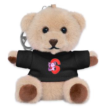 6 Jahre alt - 6. Geburtstag mit Tier Motiv - Teddy Schlüsselanhänger - Schwarz - Vorne