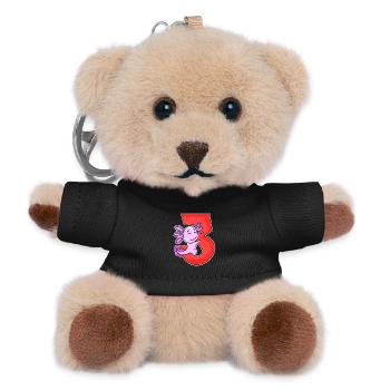 3 Jahre alt - 3. Geburtstag mit Tier Motiv - Teddy Schlüsselanhänger - Schwarz - Vorne
