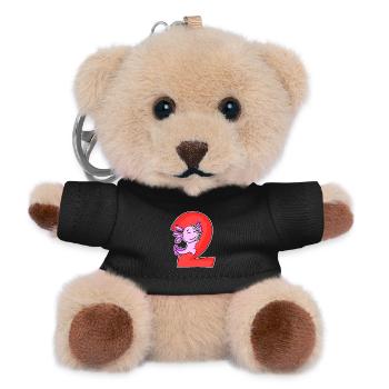 2 Jahre alt - 2. Geburtstag mit Tier Motiv - Teddy Schlüsselanhänger - Schwarz - Vorne
