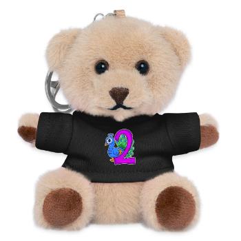 2 birthday 2 years old with animal motif - two - Teddy Keyring - black - Front