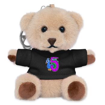 5 Birthday 5 years old with animal motif - five - Teddy Keyring - black - Front