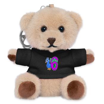 6 Birthday 6 years old with animal motif - six - Teddy Keyring - black - Front