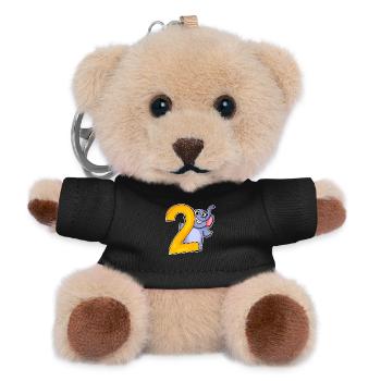 2 birthday 2 years old with animal motif - two - Teddy Keyring - black - Front